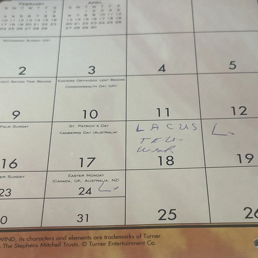 Gone With The Wind 16 Month 2008 Calendar Scarlett O'Hara & Rhett Butler